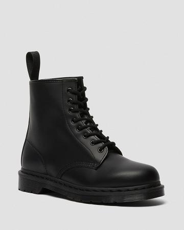 Black Men's Dr Martens 1460 Mono Smooth Leather Lace Up Boots | CA 519FDN